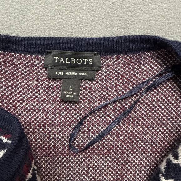 Talbots Cardigan Womens Large Houndstooth Checked Merino Wool Open Draped Front - Picture 3 of 14